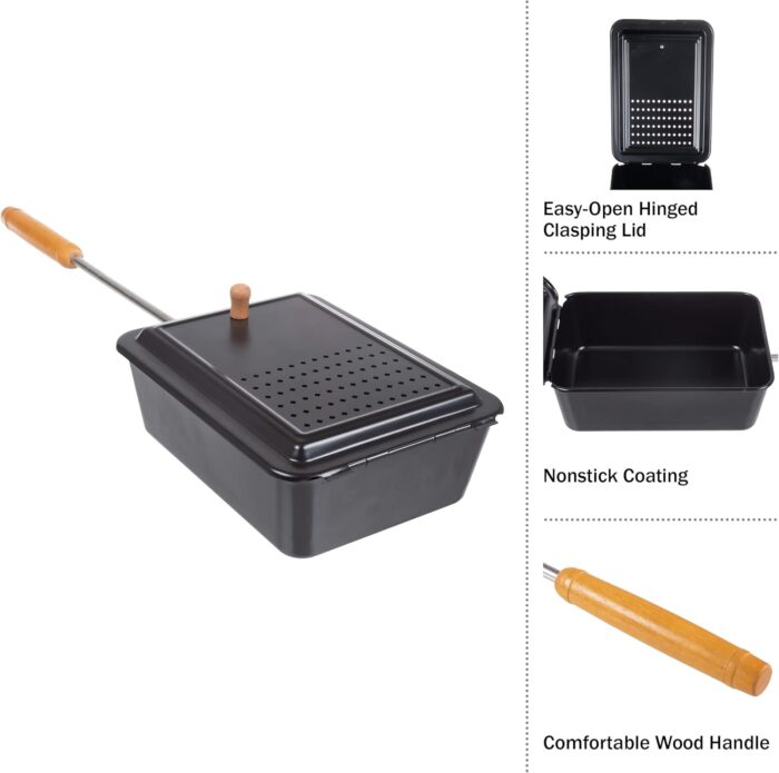Campfire Popcorn Popper - Old Fashioned Popcorn Maker with Nonstick Finish and Extended Handle - Camping Gear and Campfire Cooking Equipment by Great Northern Popcorn (Black) - Image 3