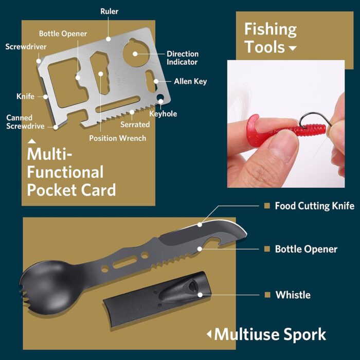 Survival Kits, Gifts for Christmas Men Dad Husband Him, 13 in 1 Survival Gear and Equipment Tactical Tools for Camping Hiking Hunting Outdoor Adventure, Cool Birthday Idea - Image 4