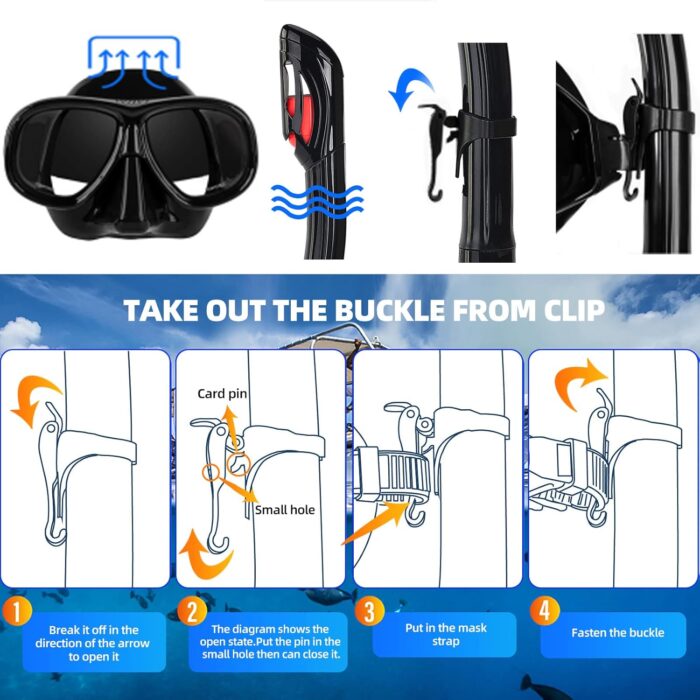 Snorkeling Gear for Adults Youth, Nearsighted Anti-Fog Diving Mask & Silicone Dry Snorkel for Scuba Diving Spearfishing Freediving - Image 6