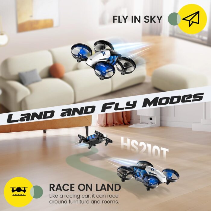 Holy Stone HS210T Drones for Kids, 2 IN1 MINI Indoor Drone with Land & Fly Mode, Four Posture Deformations RC Quadcopter with 3D Flip, Auto Hovering, Christmas Birthday Toy Gift for Boys and Girls - Image 2
