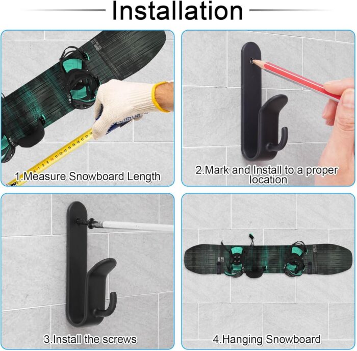 Snowboard Wall Mount Clips, Horizontal Skateboard Wall Mount，Snowboard Display Stand for Room, Garage - Image 6