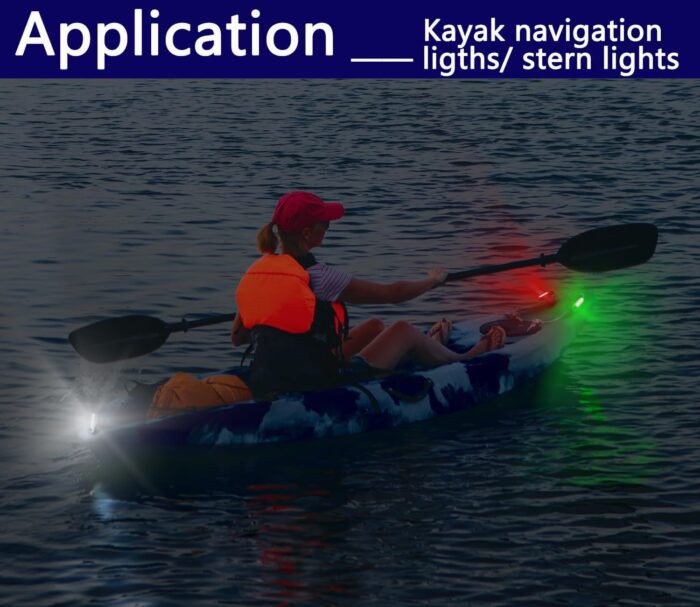 4Pack LED Navigation Lights Kit for Boat Kayak, Stern Light Battery 0perated, Easy Clip on for Night Kayaking, Boating, Canoeing, Paddle Board, Jet Ski, Dinghy, 2Pcs Safety Whistles - Image 2