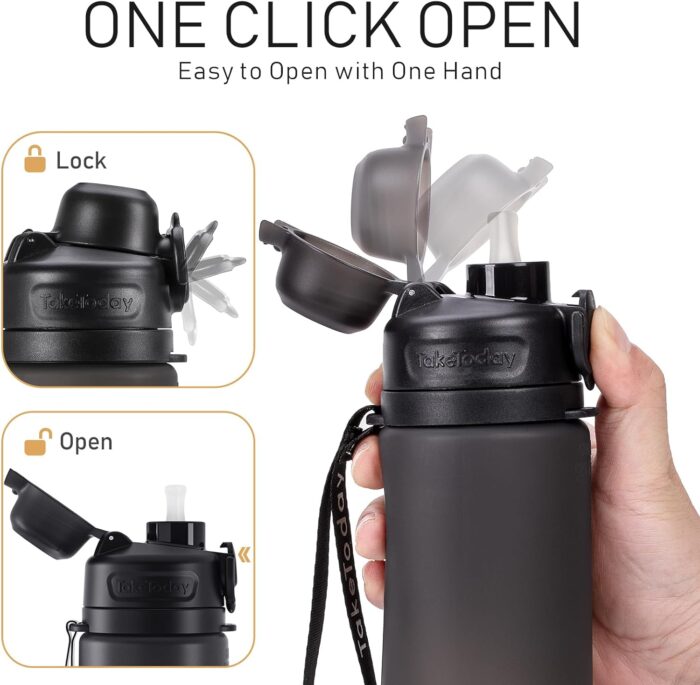 Collapsible Water Bottles 20oz, Leak Proof, BPA-Free, Foldable Silicone Travel Water Bottle with Straw Strap for Cycling, Hiking, Outdoors - Image 6