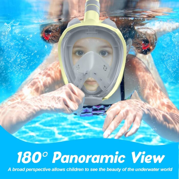 Greatever Snorkeling Gear for Kids，Ideal Gifts of Kids Snorkel Mask，Full Face Snorkel Mask Kids with Camera Mount，Safe Breathing for Enchanting Travel - Image 2