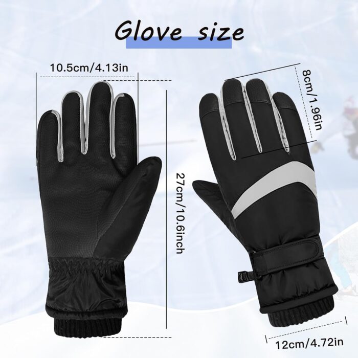 Women Ski Gloves - Windproof Thermal Touchscreen Waterproof Winter Warm Snow Gloves for Skiing Cycling Outdoor Sports - Image 2