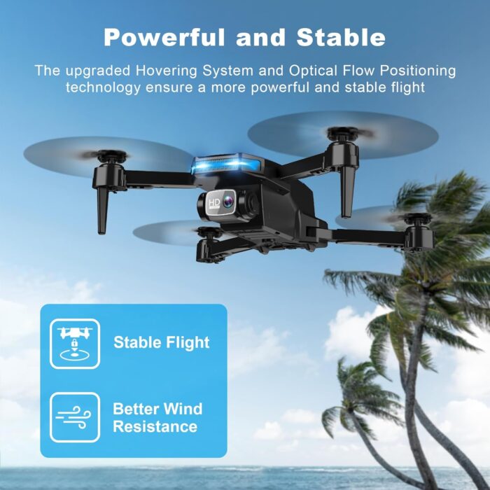Drone with 1080P Camera - Foldable Remote Control Quadcopter with Voice Gesture Control, 3D Flip, One Key Start, Emergency Stop, 2 Batteries, Easier to use, Toy for Kids Adult Beginners - Image 4