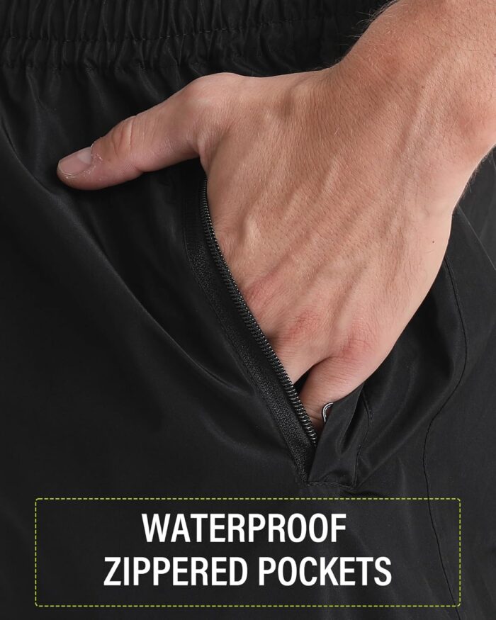 iCreek Men's Waterproof Rain Pants Lightweight Packable Windproof Outdoor Over Pants for Hiking Fishing Golf - Image 4