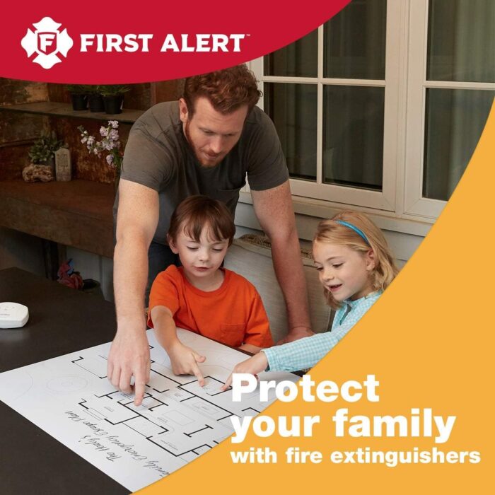 First Alert Fire Extinguisher for Home, Standard Rechargeable Compliance Unit, UL RATED 1-A:10-B:C, HOME1, Red, 1-Pack - Image 3
