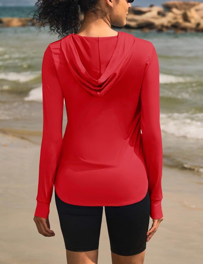 Womens Sun Protection Hoodies UPF 80+ UV Shirts Long Sleeve Lightweight Hiking Fishing Workout Tops - Image 6