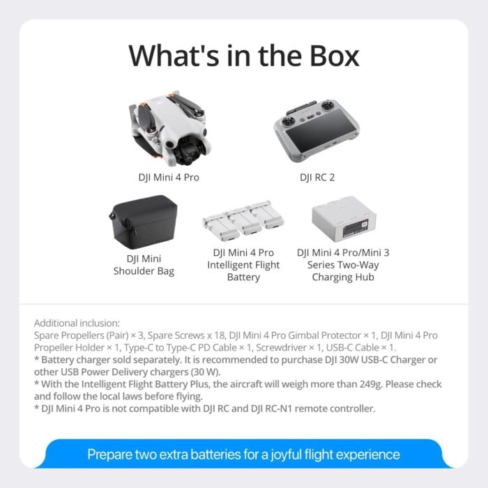 DJI Mini 4 Pro Fly More Combo with DJI RC 2, Drones with Camera for Adults 4K, Under 0.549 lbs/249 g, 3 Batteries for up to 102 Mins Flight Time, Smart Return to Home, Drone for Beginners - Image 6
