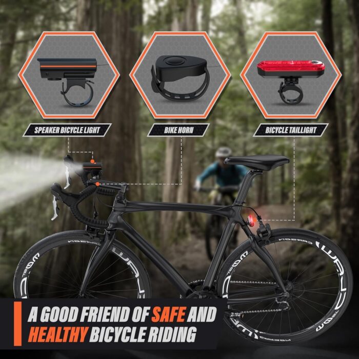 Rechargeable Bike Lights, Ultra Bright Bicycle Lights for Night Riding, Road Mountain Bike Accessories for Kids Adults - Bike Headlight with Tail Light - Image 5