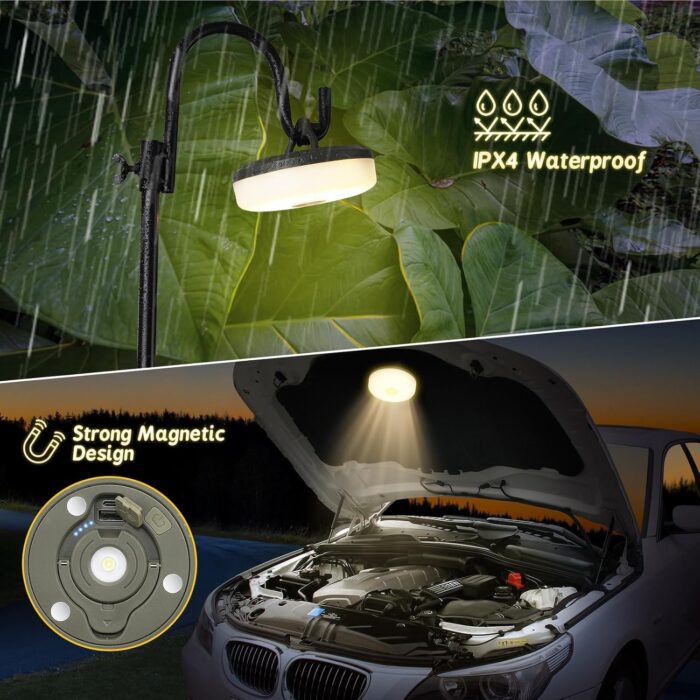 Camping String Lights, Outdoor String Lights with 8 Lighting Modes, Rechargeable String Light Camping 2 in 1, Waterproof Portable Stowable USB Camping Lights for Camping, Yard, Party Decor 32.8 ft - Image 6