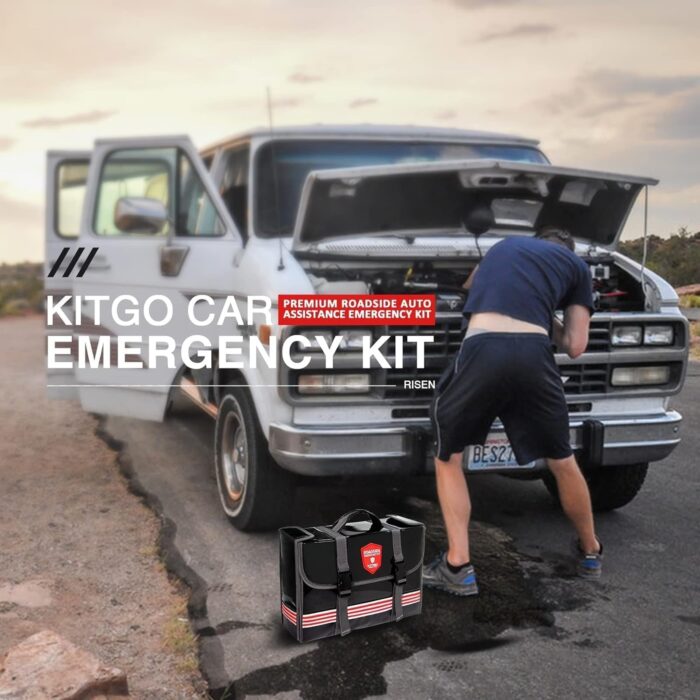 Car Emergency Kit (126 Piece)，Gift for Father Women Friend, Premium Roadside Assistance Essentials with Jumper Cables Tow Rope- Ideal Auto Road Safety Kit for Truck, RV - Image 9