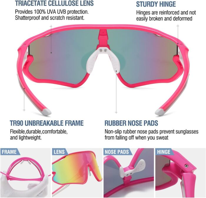 DUCO Kids Sunglasses Youth Baseball Sun Glasses Lightweight TR90 Frame UV400 Sports Cycling Shades for Boys Girls DK268 - Image 4