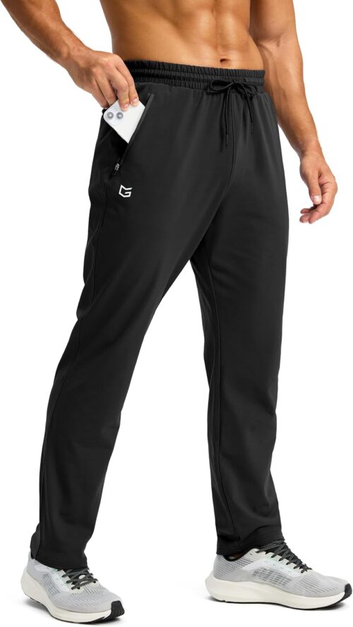G Gradual Men's Fleece Lined Winter Pants with 3 Zipper Pockets Warm Athletic Joggers Workout Running Sweatpants for Men