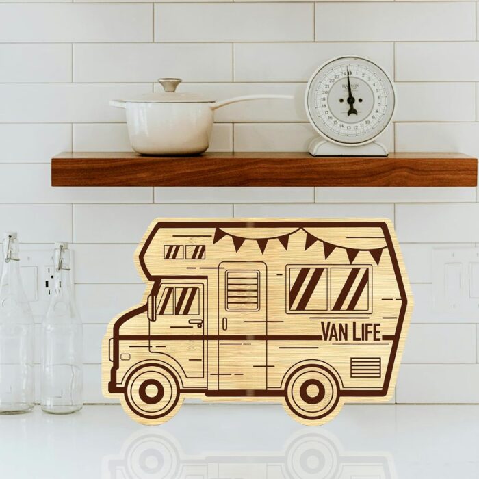 RV Cutting Board, 11.8" X 7.9" Camper Bamboo Charcuterie Board, Cool Happy Camper RV Gifts Stuff For House Warming Gifts New Home Decor, Anniversary Birthday Party Christmas Wedding Gifts - Image 5