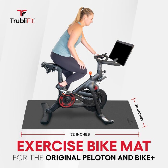 TrubliFit Bike Mat for The Peloton Bike and Peloton Bike+, Mat for Peloton, Exercise Bike Mat, Indoor Cycling Floor Mat, Waterproof Under Equipment Mat, Black - Image 4