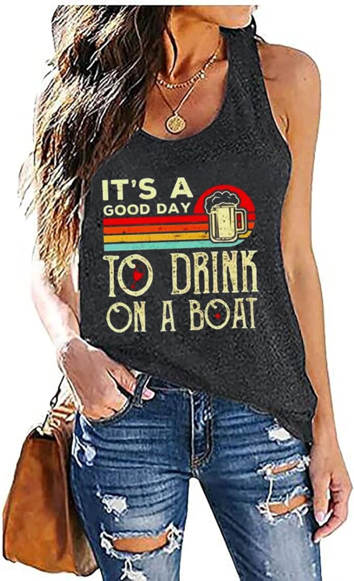 Womens Vintage Graphic Racerback Tank Tops Sleeveless Summer Casual Loose Tanks Vest Vacation Classic-Fit Shirt Cami - Image 2