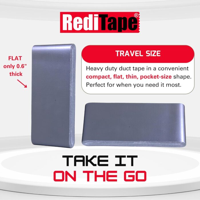 Travel Size Pocket Duct Tape 2-Pack – Compact Flat Small Mini Rolls - for Repairs Camping Emergency Gear EDC DIY Crafts - 1.88 inch x 5 Yards per Pack (Twin Silver) - Image 2