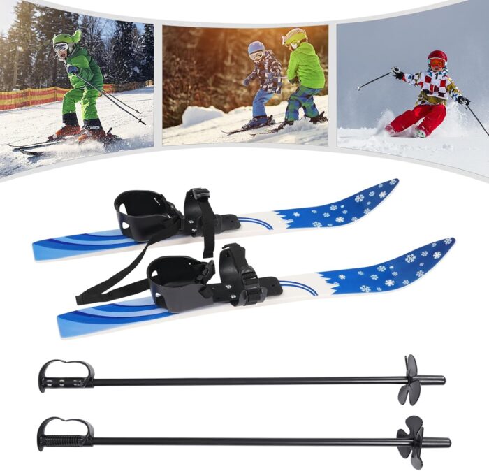 Ski Set Ski Boards Snowboard Winter Sport Ski Snow Board Beginner Snow Skis and Poles with Bindings Lightweight Sturdy and Safe Skiing Equipment Adjustable Buckle Bindings Capacity 110.23lbs (Blue) - Image 8