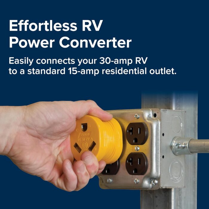 Camco PowerGrip Camper/RV Adapter - Features a 15-Amp Male (NEMA 5-15P) & 30-Amp Female (NEMA TT-30R) Connection - Rated for 125V/1875W (55223) - Image 3