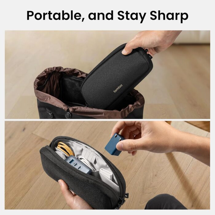 tomtoc Electronics Organizer Travel Case, Water Resistant Travel Bag Cable Organizer for Essentials, Tech Pouch Accessories Carry Storage for Cord, Phone, Cables, Airpods, USB Flash Drive, Daily Items - Image 10