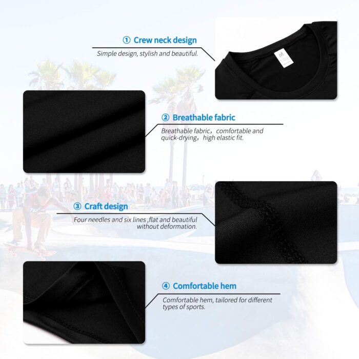 Men's Compression Shirts, Workout Tops Short Sleeve Athletic Base Layer T-Shirts Sports Gear Gym Shirt for Running - Image 5