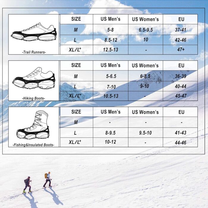 Crampons Ice Cleats Traction Snow Grips for Boots Shoes Women Men Anti Slip 19 Stainless Steel Spikes Safe Protect for Hiking Fishing Walking Climbing Mountaineering - Image 4