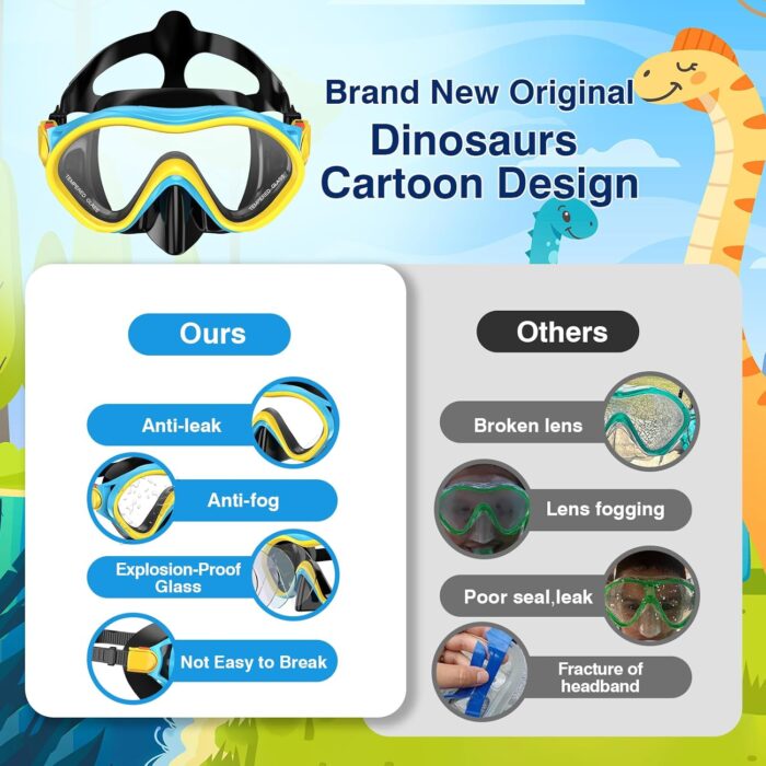 Kids Snorkel Set for Boys Girls Youth Junior Age from 5-13 Years Old Upgraded Dry Top Snorkel Mask Snorkeling Gear with Carrying Bag for Pool Swimming Diving Water Park Beach Vacation - Image 5