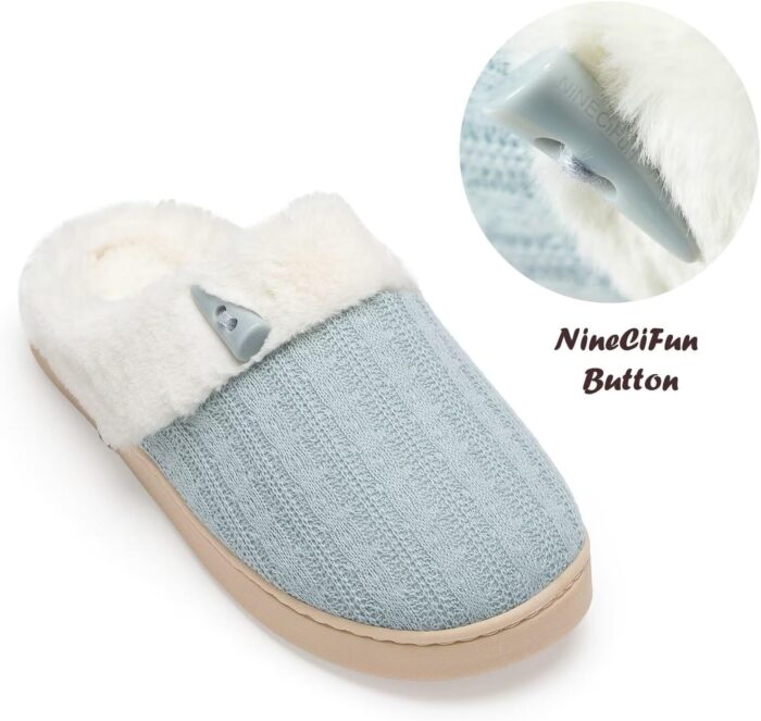 NineCiFun Women's Slip on Fuzzy House Slippers Memory Foam Slippers Scuff Outdoor Indoor Warm Plush Bedroom Shoes with Faux Fur Lining - Image 5