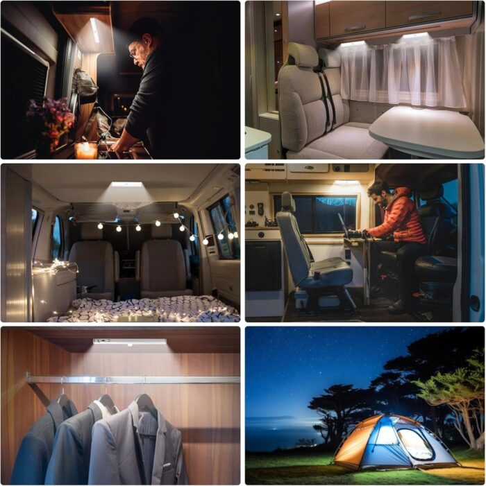 3 Pack Motion Sensor RV Step Lights, 10 LED Battery Operated Motorhome Motion Activated Light Strip, Magnetic Night Light Bar for Motorhome Travel, Trailers, Camper (White Light) - Image 6