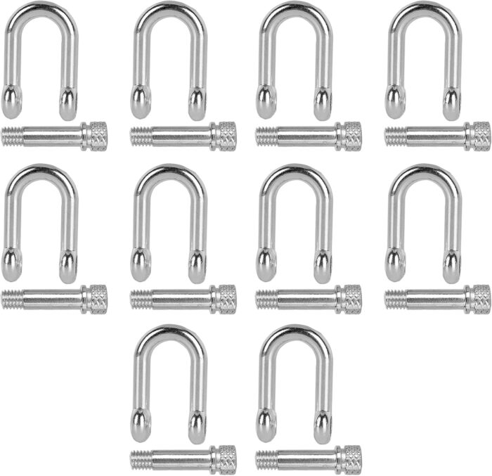 VBESTLIFE 10Pcs U Shaped Shackle Zinc Alloy Bow Shape Load Clamp for Paracord Bracelet Round Screw Pin Anchor Shackle Mountaineering Tool Accessories - Image 9