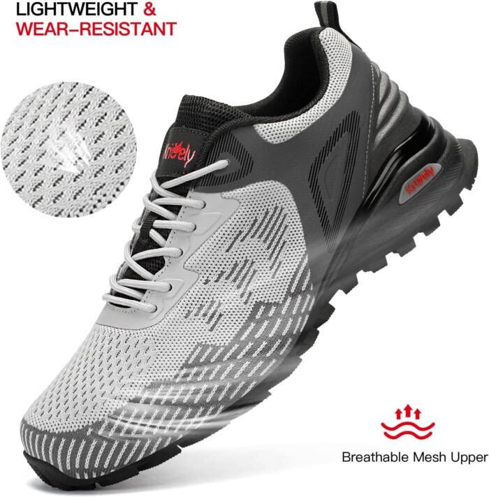 Kricely Men's Trail Running Shoes Non Slip Hiking Shoes Tennis Shoes Fashion Sneakers Workout Footwear - Image 3