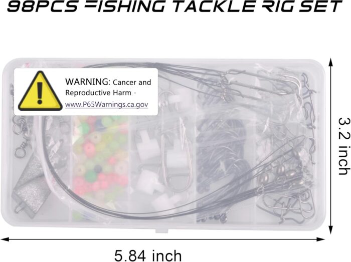 Saltwater Surf Fishing Tackle Kit - 98pcs Surf Fishing Rig Fish Finder Rig Live Bait Rigs Include Pyramid Weights Fishing Hooks Sinker Slider Fishing Swivel for Saltwater Fishing Accessories - Image 6