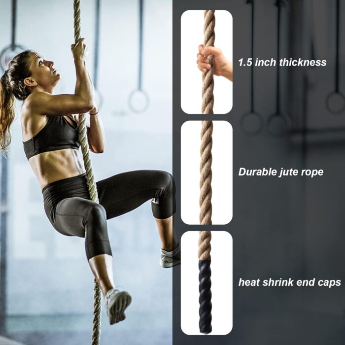 Climbing Rope 1.5 Inch Diameter 10FT 15FT 20FT 25FT 30FT 35FT Gym Climbing Rope for Fitness & Strength Training, Workout Exercises Climbing Rope for Adults Kids Outdoor or Home Indoor - Image 8