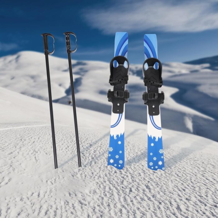 Ski Set Ski Boards Snowboard Winter Sport Ski Snow Board Beginner Snow Skis and Poles with Bindings Lightweight Sturdy and Safe Skiing Equipment Adjustable Buckle Bindings Capacity 110.23lbs (Blue) - Image 7