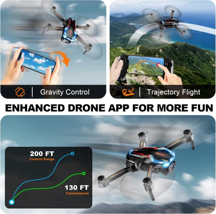 Drone with Camera for Adults, 2K HD FPV Drones with Upgrade Altitude Hold, One-Key Take Off/Landing, Speed Adjustment, Headless Mode, 2 Batteries, Toys Gifts for Teen Boys Girls, Beginner - Image 5