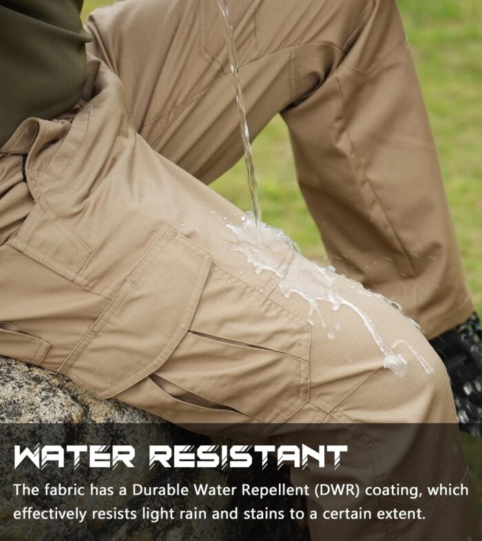 SPOSULEI Mens Tactical Pants Ripstop Cargo Work Pants with 9 Pockets Water Resistant Breathable Hiking Construction Pants - Image 2