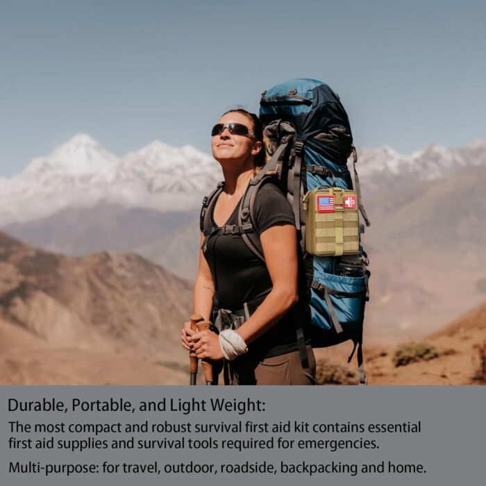 [Upgrade] Survival First Aid Kit Outdoor Molle System with Tactical Gear Set Trauma Kit for Camper Travel Hunting Hiking and Adventures - Image 4