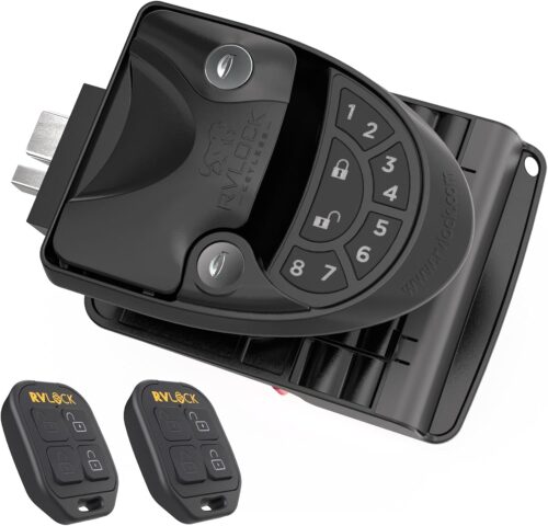 RVLOCK V4 RV Door Lock Keyless Entry with Remote, Secure and Convenient Camper Latch Replacement, Durable RV Door Lock Replacement for Trailers with Patented Security Technology