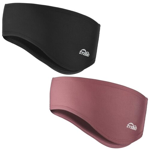 Ear Warmers for Women and Men-Fleece Winter Ear Warmer Headband Ear Muffs for Jogging Running Hiking Cycling Skiing (Black+Red)