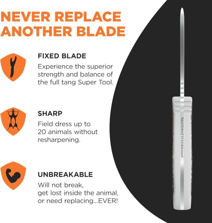 Field Dressing Kit | 4-in-1 Super Tool with Sheath & Sharpener | Skinning Knife for Hunting | Gut Hook | Deer Hunting Knife Set | Stag - Image 4