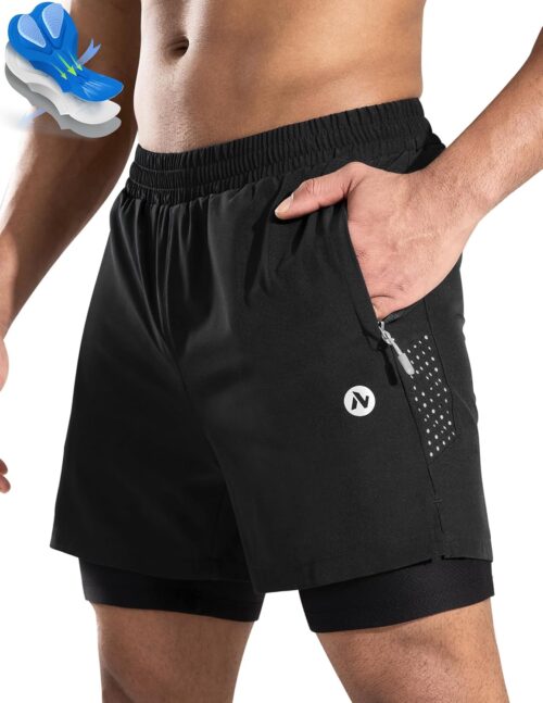 Nepest Men's Mountain Bike Shorts 4D Padded Cycling Bicycle Biker Riding Loose-fit Gel Padding MTB Shorts Zipper Pockets