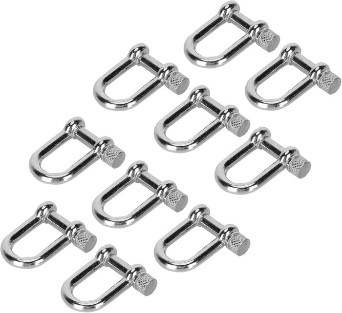 VBESTLIFE 10Pcs U Shaped Shackle Zinc Alloy Bow Shape Load Clamp for Paracord Bracelet Round Screw Pin Anchor Shackle Mountaineering Tool Accessories - Image 8
