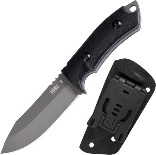 KHU Fixed Blade Knife Tactical, Hunting Knife Survival D2 Steel G10 Handle, Outdoor Hunting Camping Accessories Camping Gear With Kydex Sheath