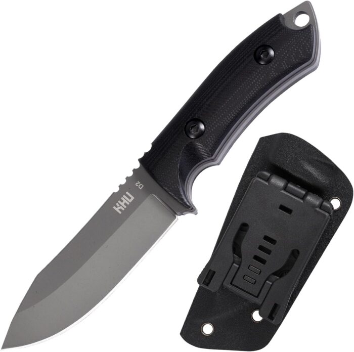 KHU Fixed Blade Knife Tactical, Hunting Knife Survival D2 Steel G10 Handle, Outdoor Hunting Camping Accessories Camping Gear With Kydex Sheath