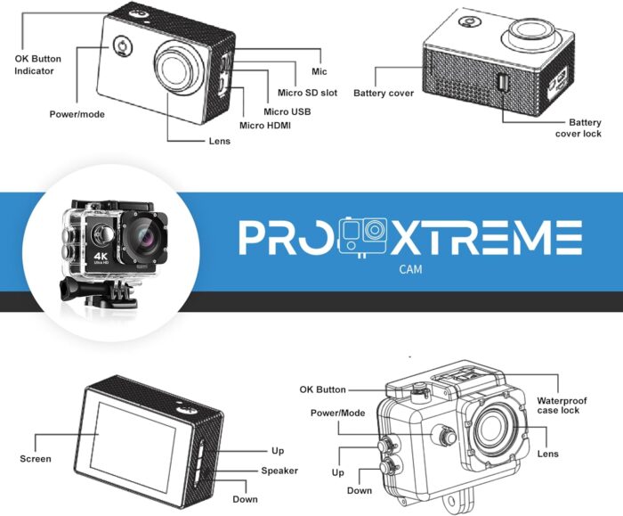 Pro Xtreme 4K Action Camera - Ultra HD Waterproof Camera Video Camera with Wi-Fi, 170° Wide Angle Lens, Image Stabilization, Multiple Mounting Options - Perfect Underwater Camera Snorkeling - Image 6