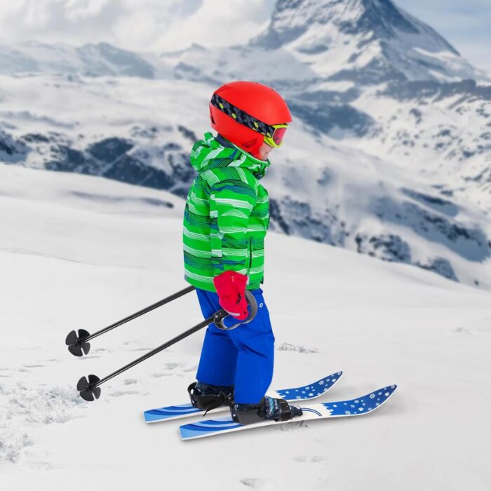 Ski Set Ski Boards Snowboard Winter Sport Ski Snow Board Beginner Snow Skis and Poles with Bindings Lightweight Sturdy and Safe Skiing Equipment Adjustable Buckle Bindings Capacity 110.23lbs (Blue) - Image 9