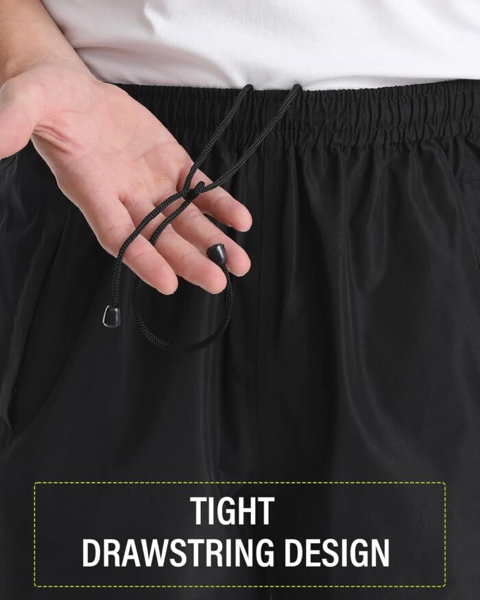 iCreek Men's Waterproof Rain Pants Lightweight Packable Windproof Outdoor Over Pants for Hiking Fishing Golf - Image 3