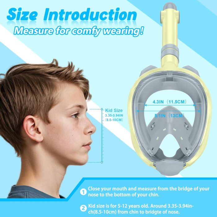 Greatever Snorkeling Gear for Kids，Ideal Gifts of Kids Snorkel Mask，Full Face Snorkel Mask Kids with Camera Mount，Safe Breathing for Enchanting Travel - Image 5